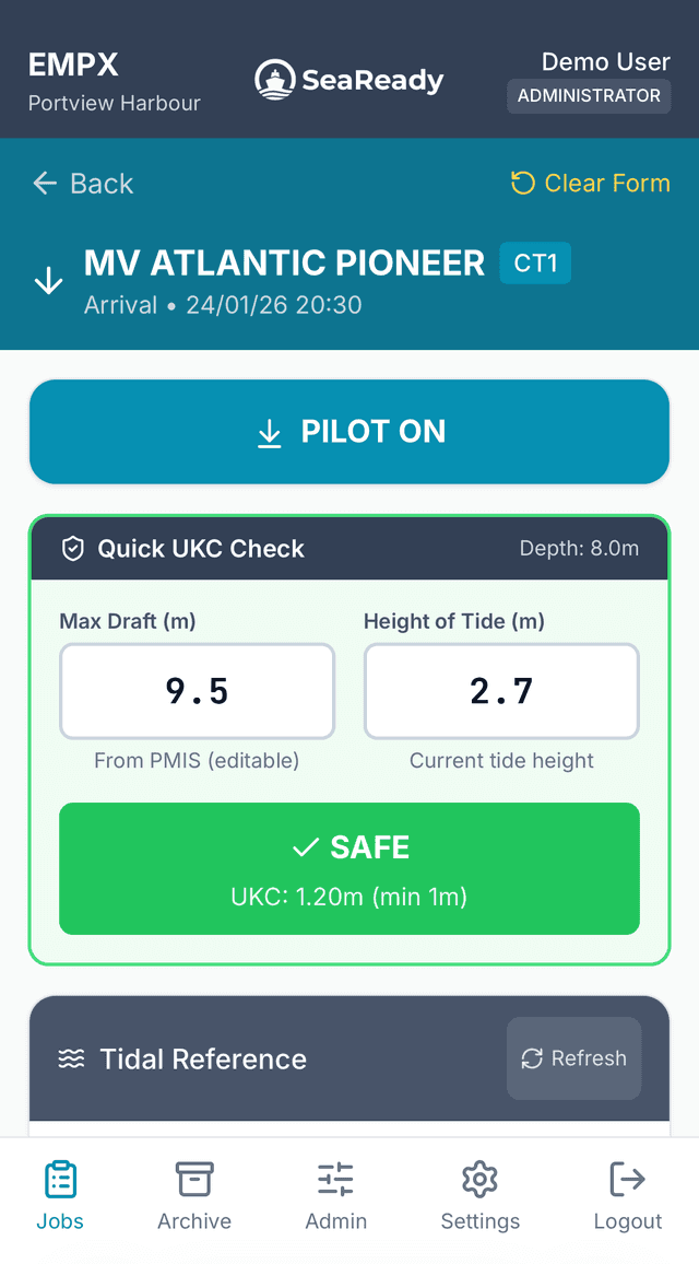 eMPX mobile app interface showing digital Master/Pilot Exchange form
